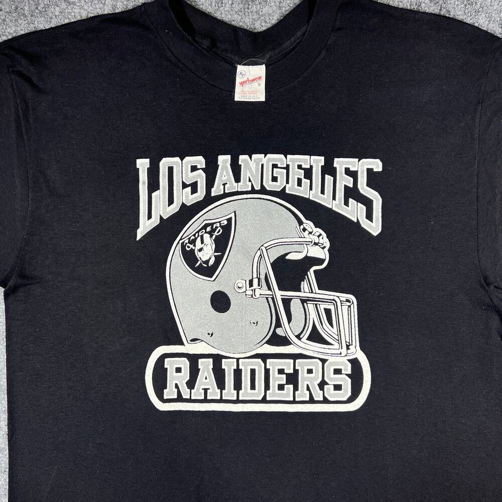 Vintage 80s Los Angeles Raiders Helmet T-Shirt XL NFL Black